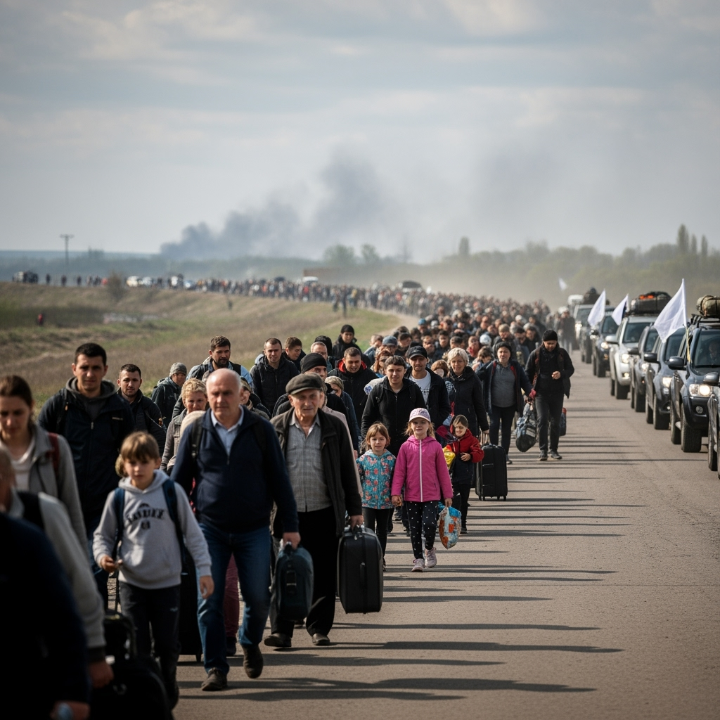 Illustration for: Zaporizhzhia Evacuation Due to Russian Advance