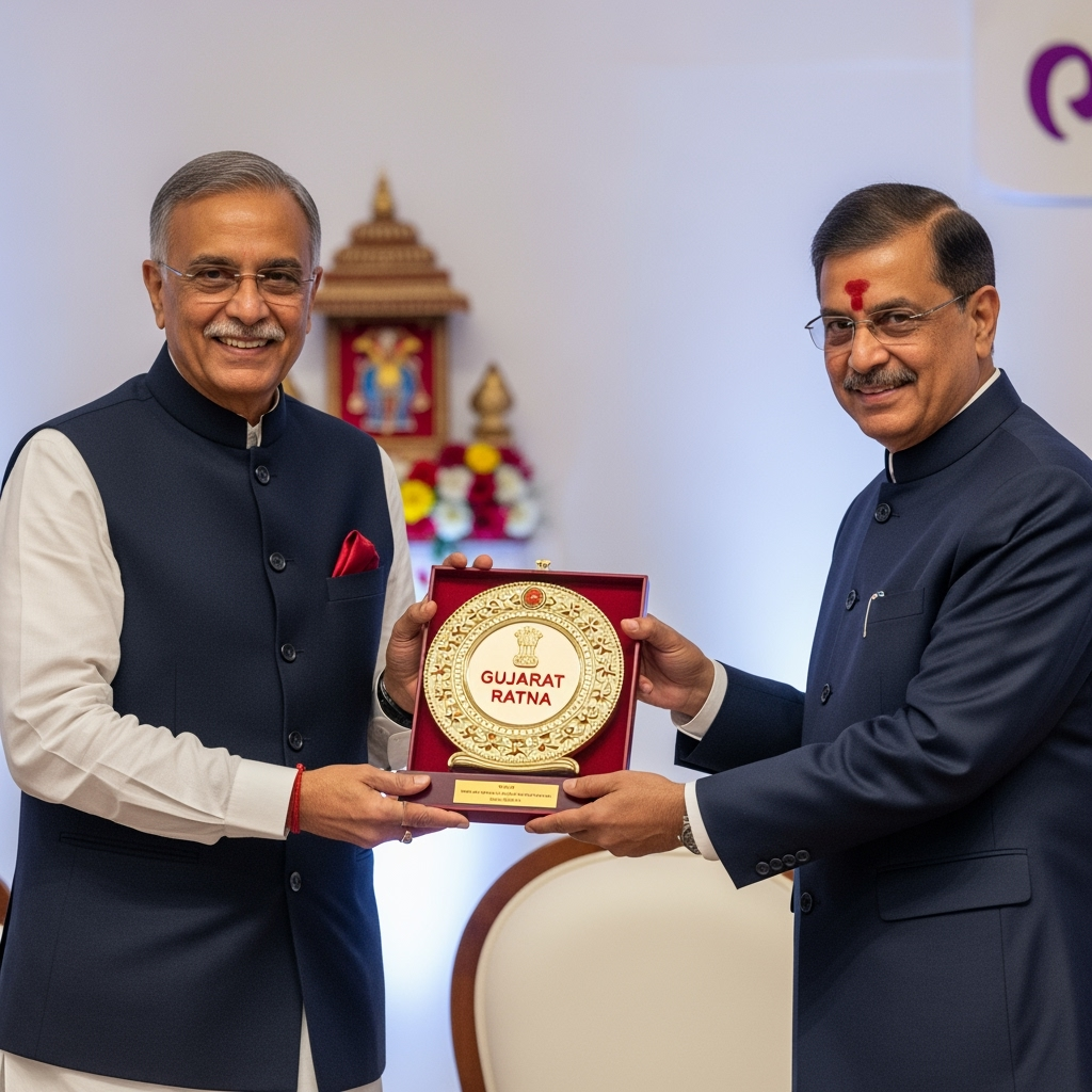 Illustration for: Paresh Shah Honored with Gujarat Ratna Award