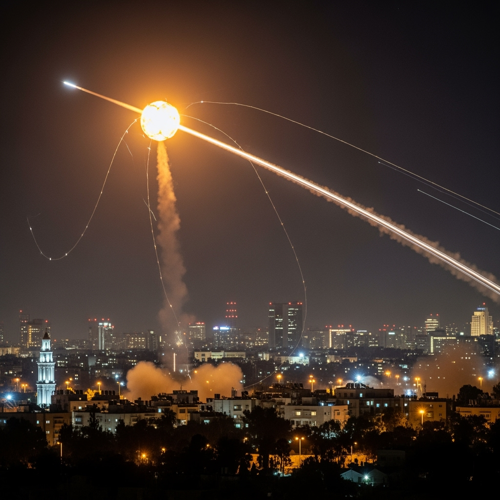 Illustration for: Israeli Military Intercepts Gaza Projectiles