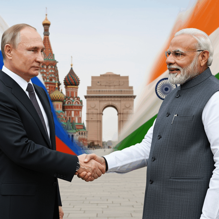 Illustration for: Putin Highlights Strong Russia-India Relations