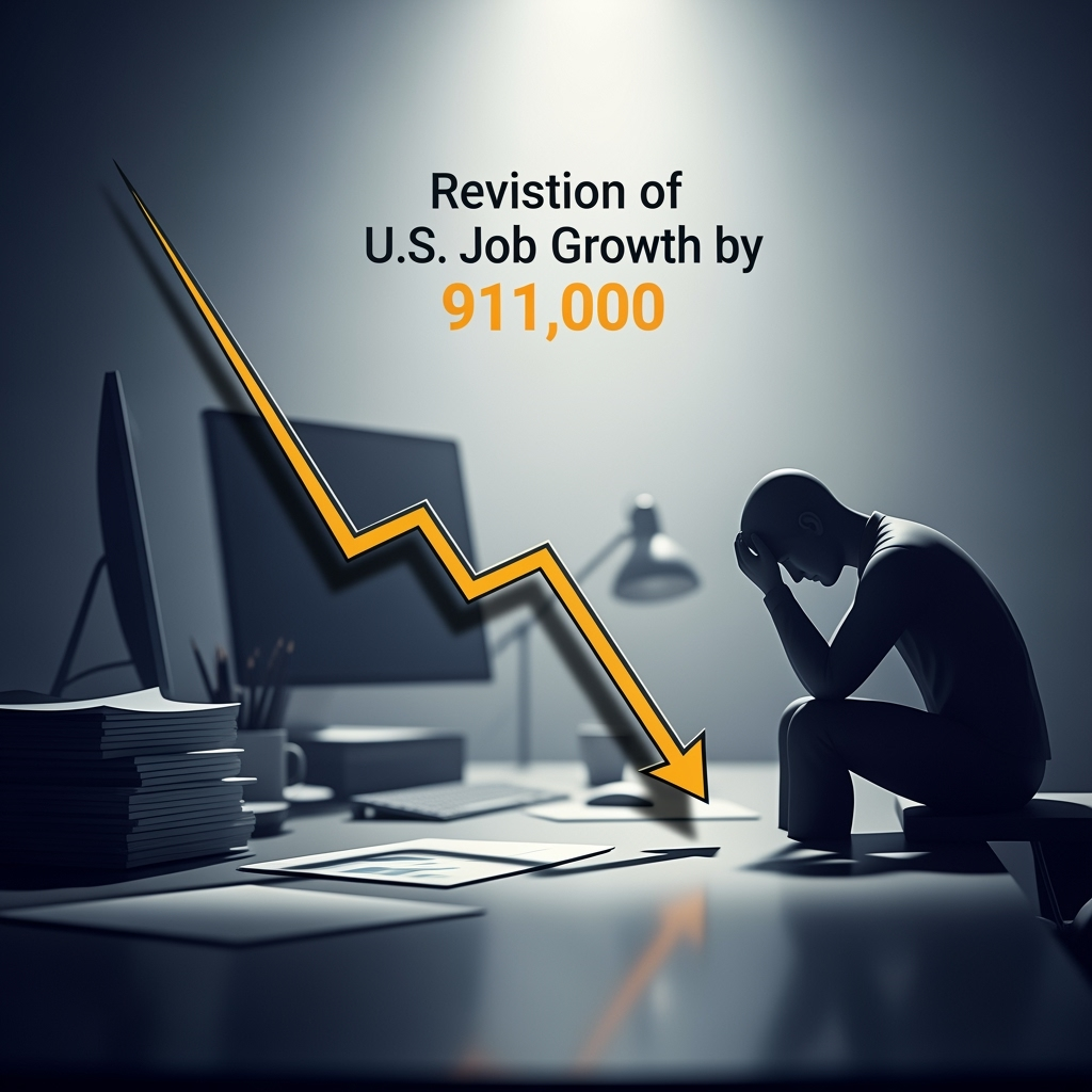 Illustration for: U.S. Job Growth Revised Down by 911,000