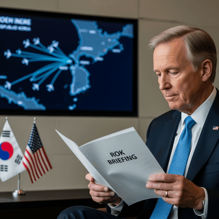 Illustration for: US Leader Prepares for South Korea Visit