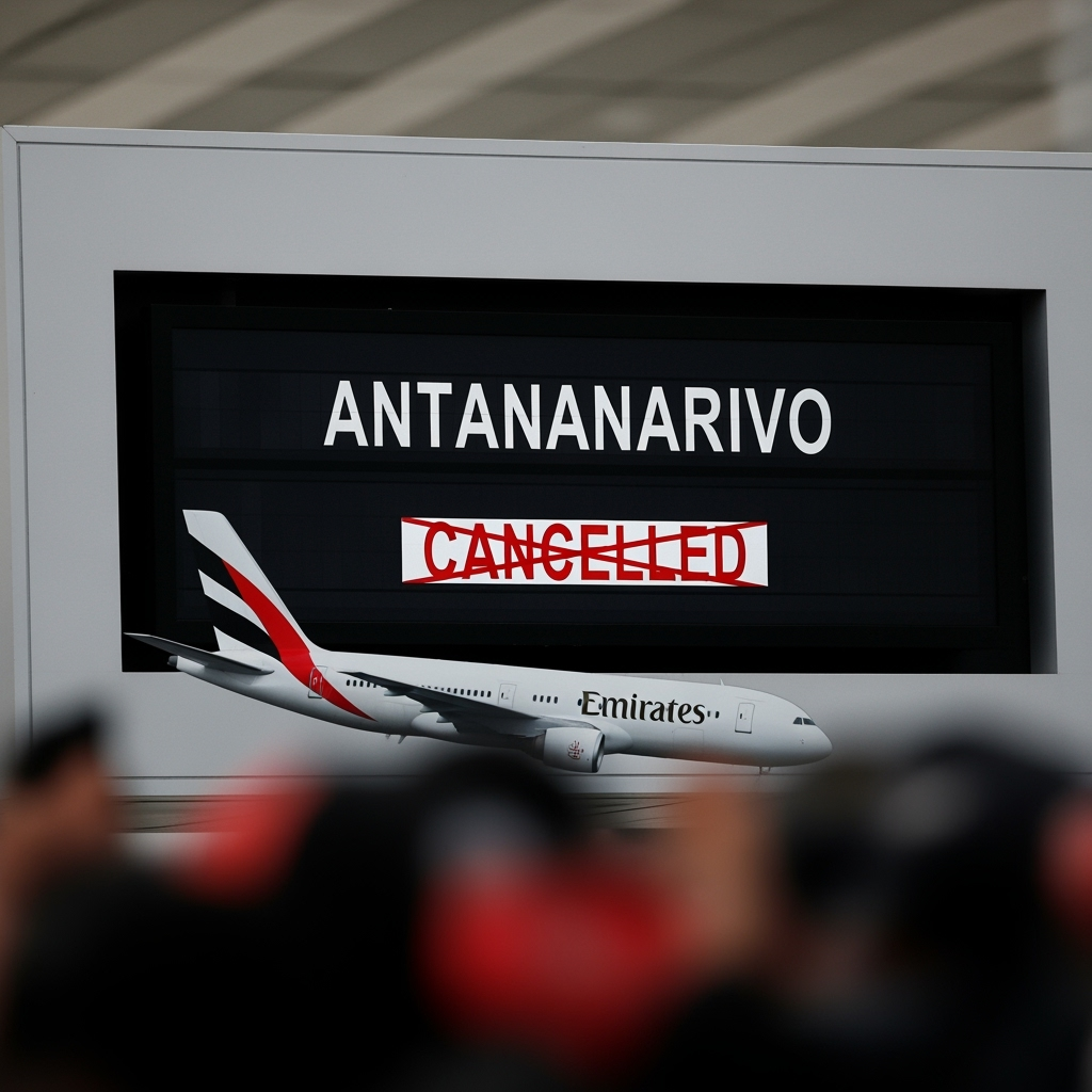 Illustration for: Emirates Cancels Antananarivo Flights Amid Unrest