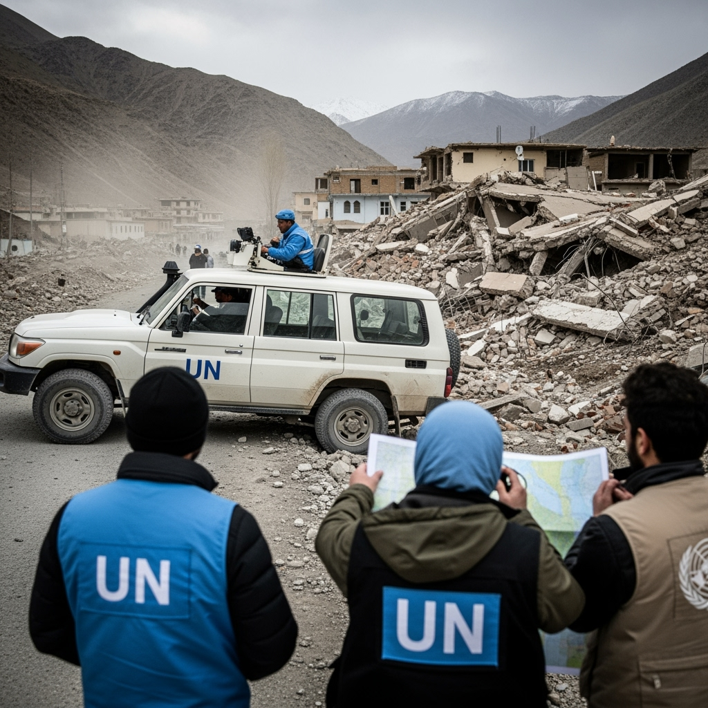 Illustration for: UN Struggles to Assess Afghanistan Quake Damage
