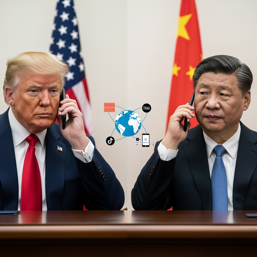 Illustration for: Trump's Call with Xi Jinping on Trade and TikTok