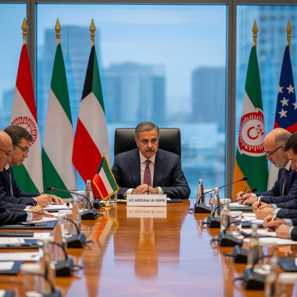 Illustration for: Kuwaiti Foreign Minister Chairs Meeting on Gaza Crisis