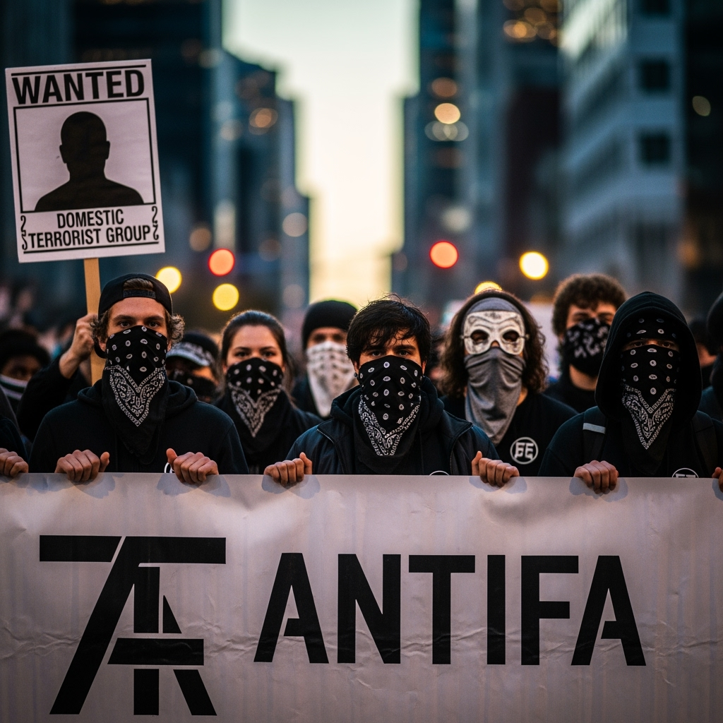 Illustration for: Antifa Designated as Domestic Terrorist Group