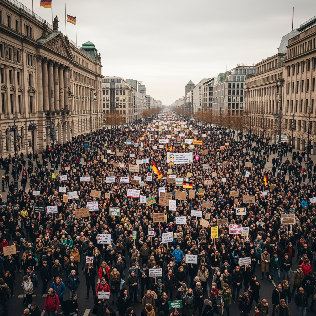 Illustration for: Massive Berlin Demonstration Against Gaza War