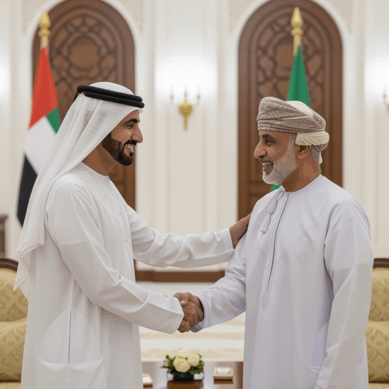 Illustration for: UAE President Visits Oman for Fraternal Talks