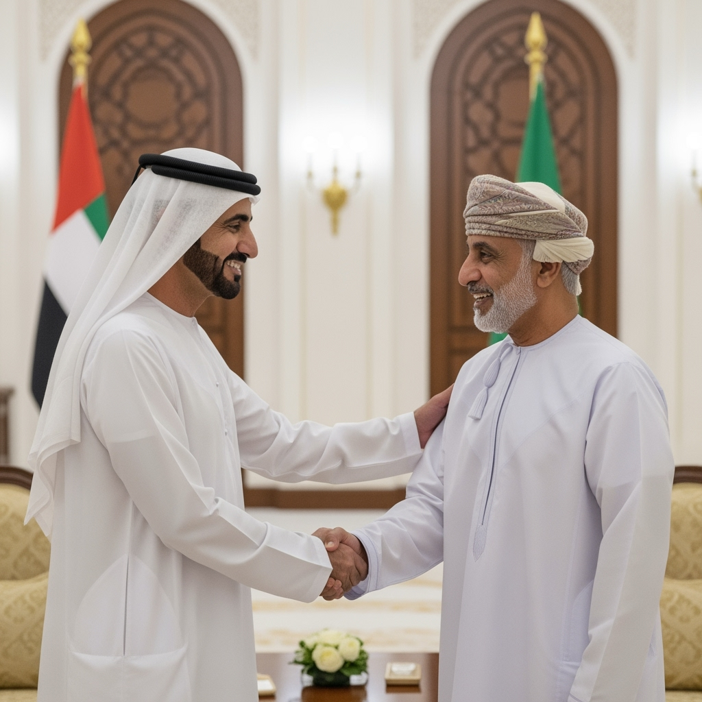 Illustration for: UAE President Visits Oman for Fraternal Talks