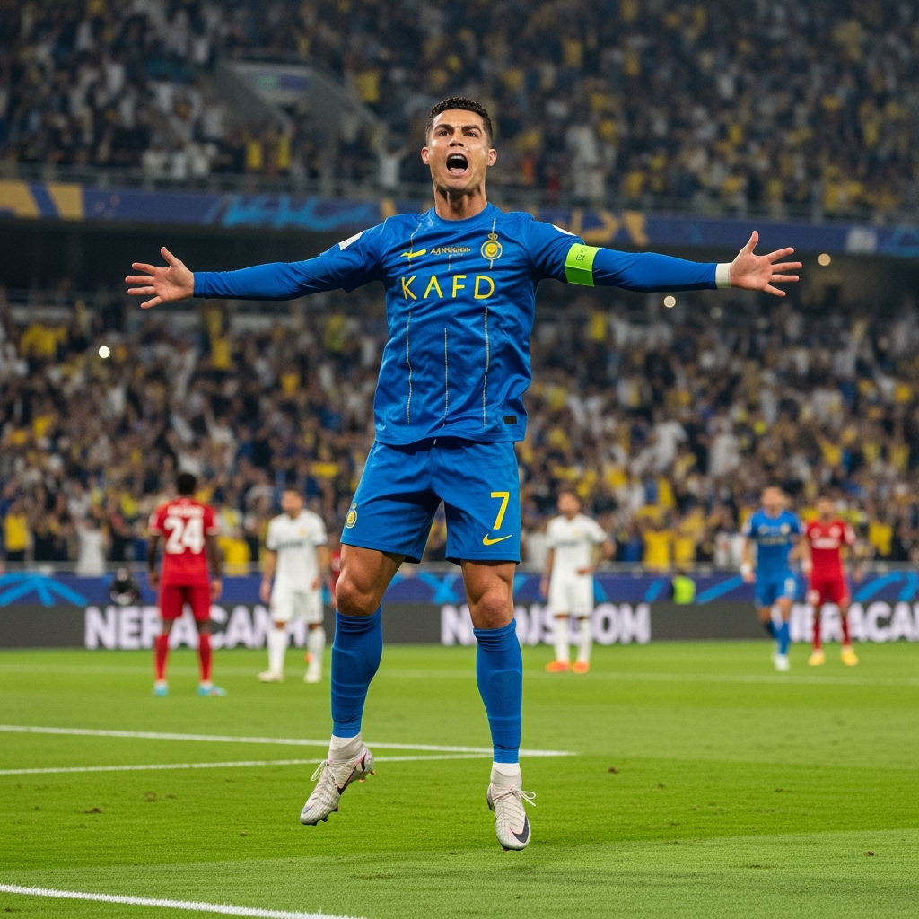 Illustration for: Ronaldo Leads Al-Nassr to Victory with Five Goals