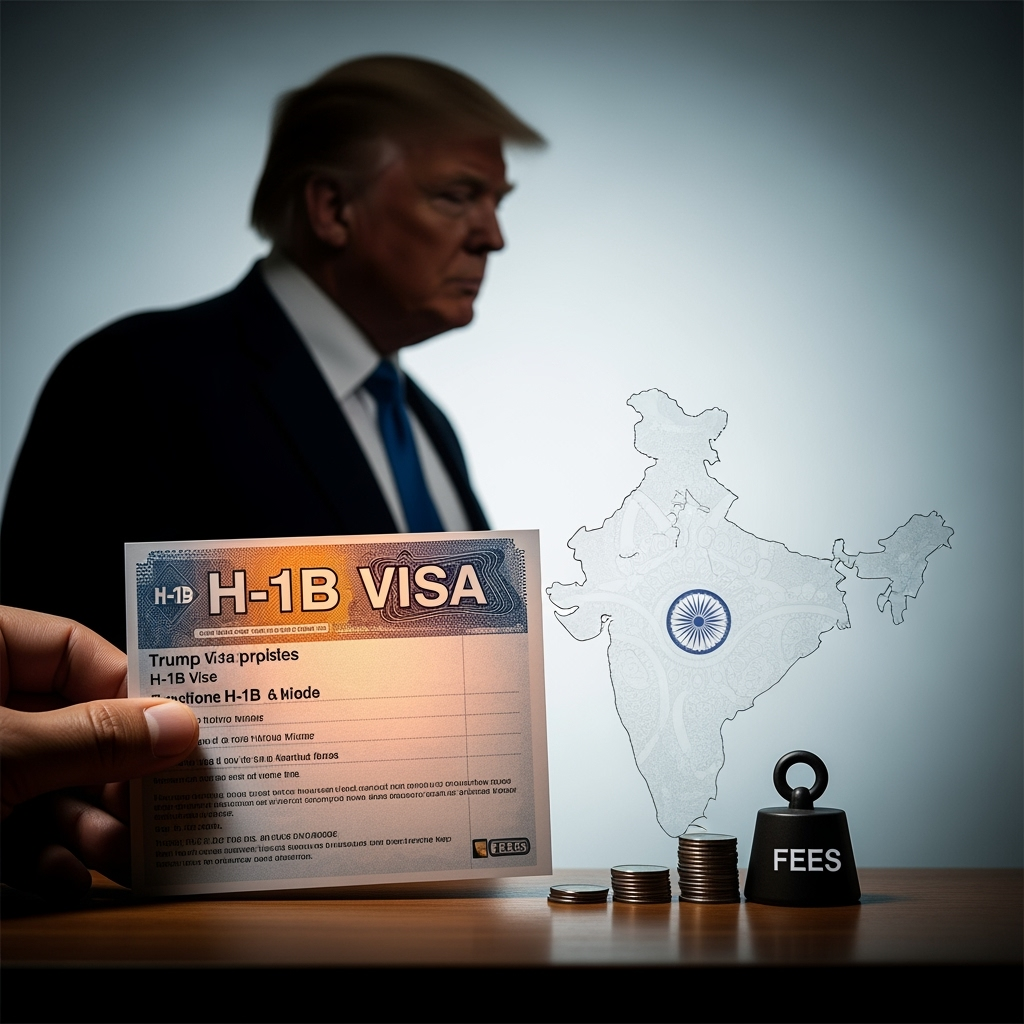 Illustration for: India Analyzes Trump’s H-1B Visa Fee Impact