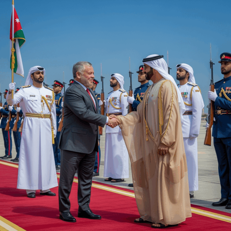 Illustration for: King Abdullah Visits UAE to Strengthen Ties