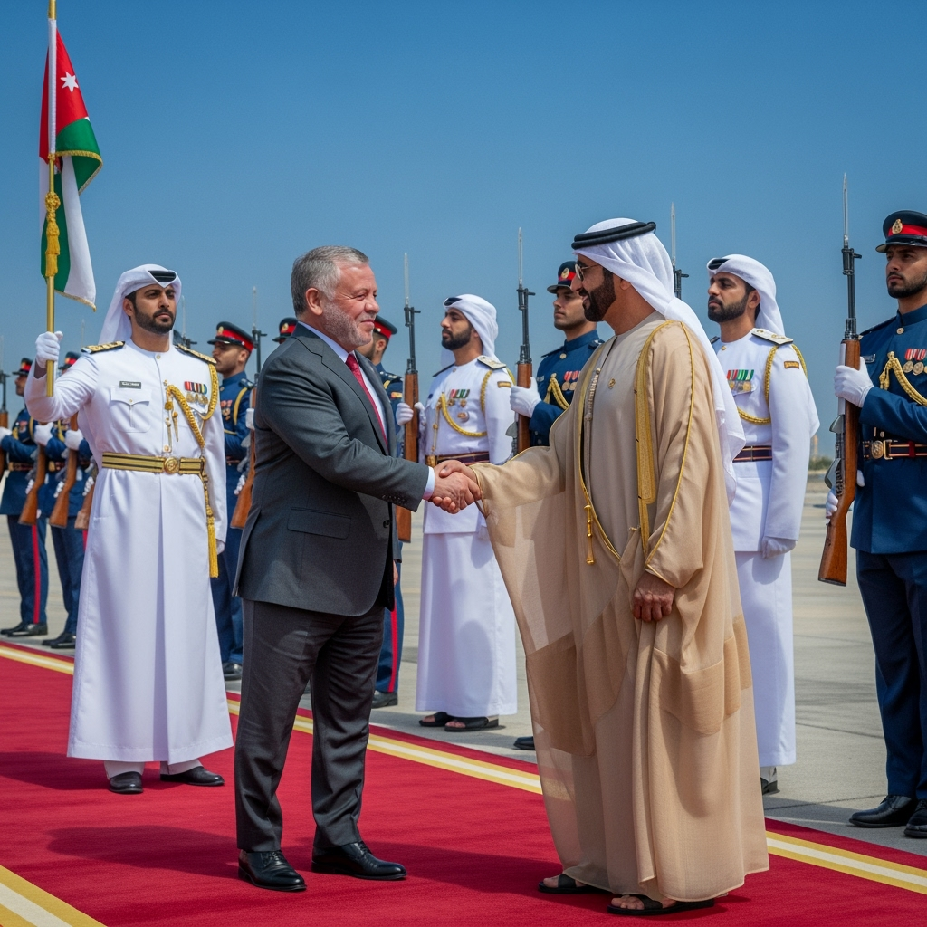 Illustration for: King Abdullah Visits UAE to Strengthen Ties