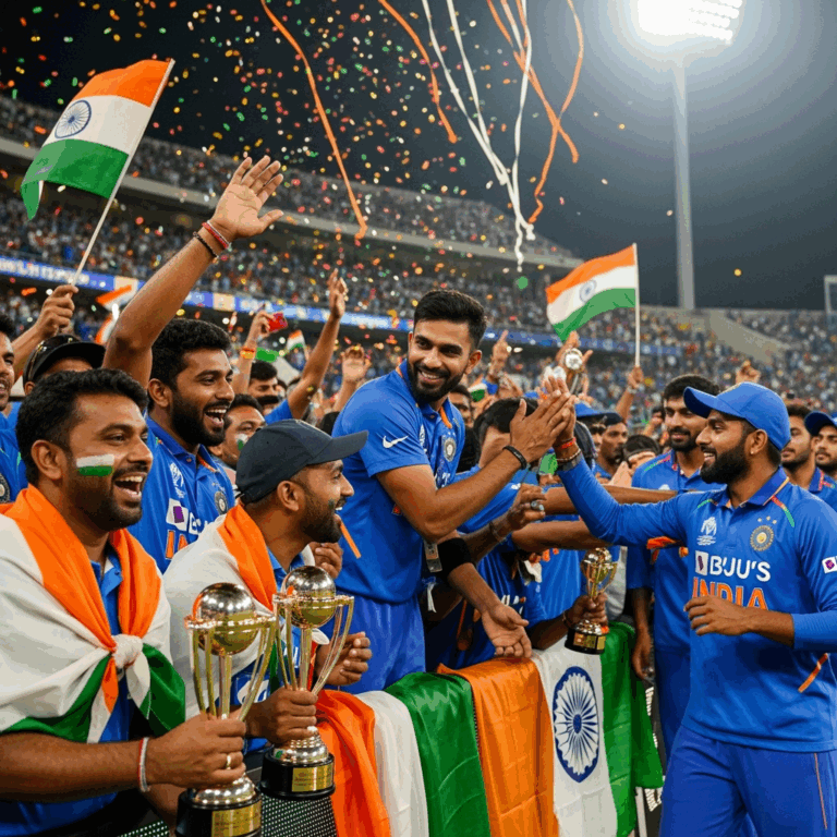 Illustration for: Fans Thrilled by India’s Asia Cup Victory and Player Interaction