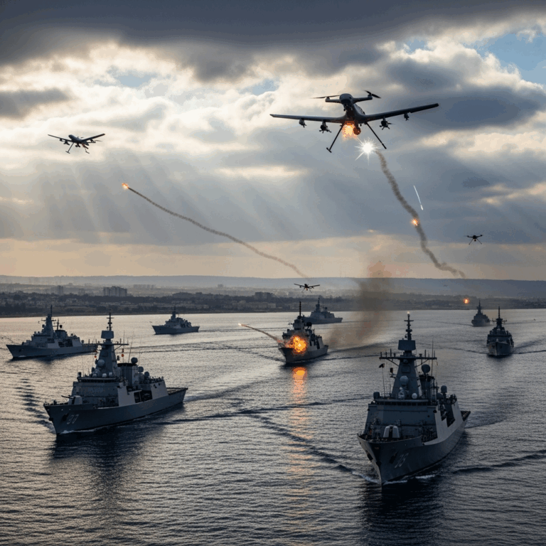 Illustration for: Gaza Siege: Fleet Faces Drone Attacks