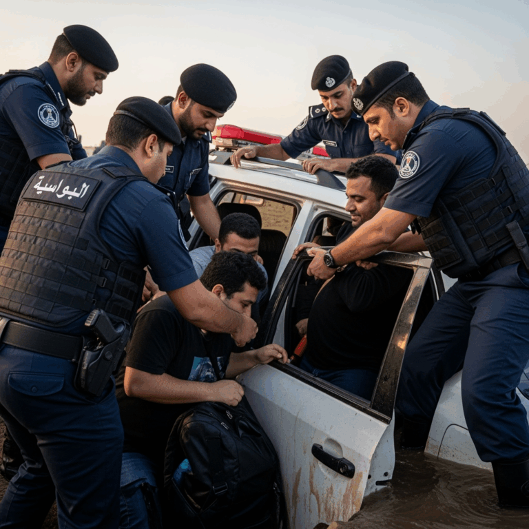 Illustration for: Sharjah Police Rescue Trapped Vehicle Passengers