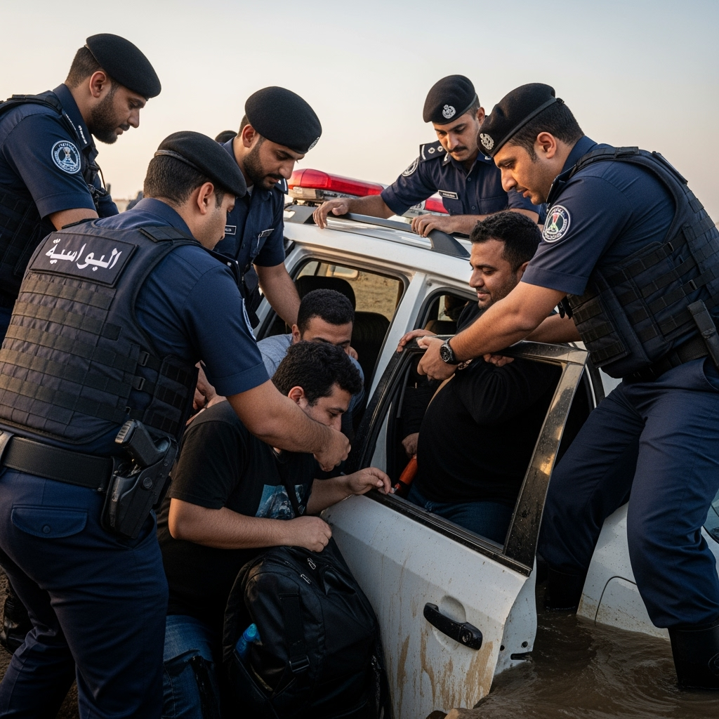 Illustration for: Sharjah Police Rescue Trapped Vehicle Passengers