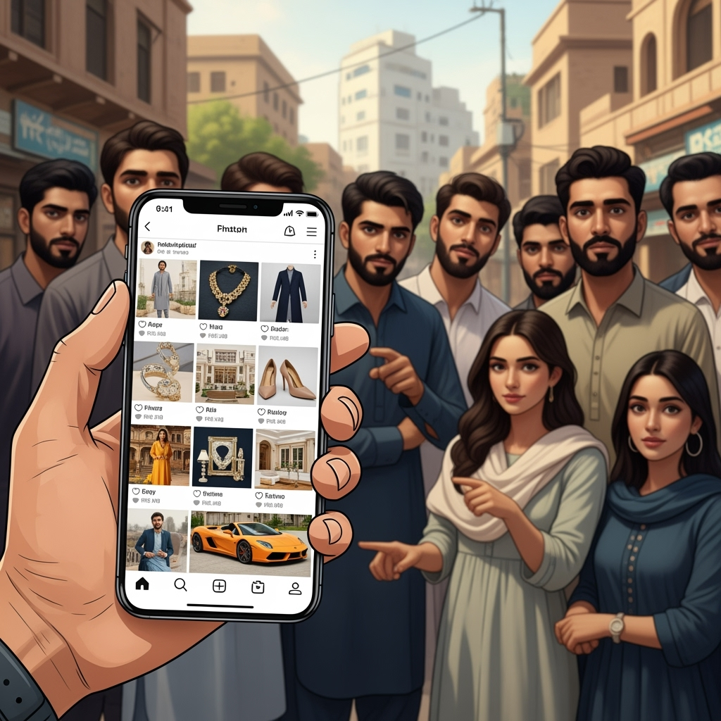 Illustration for: Pakistan Targets Lavish Spending via Social Media