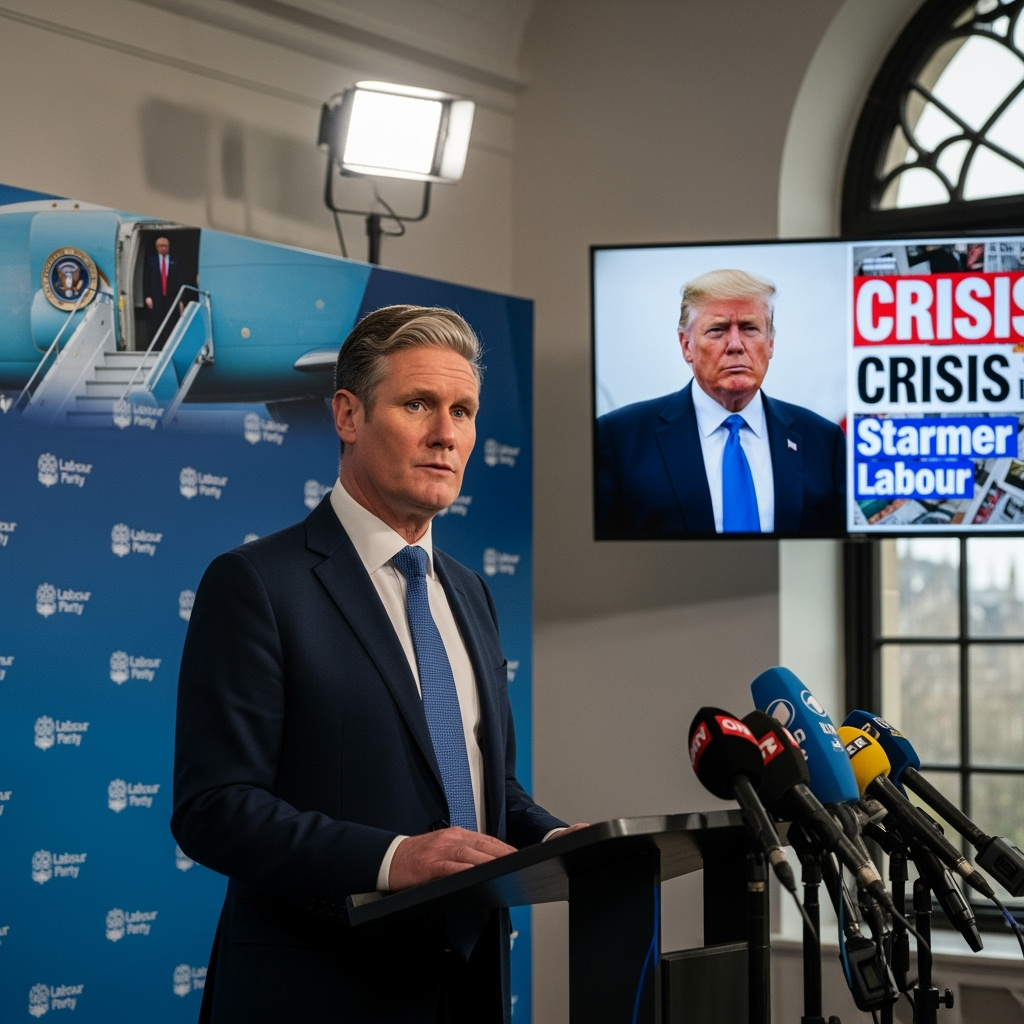 Illustration for: Starmer Faces Internal Political Crisis Amid Trump's Visit