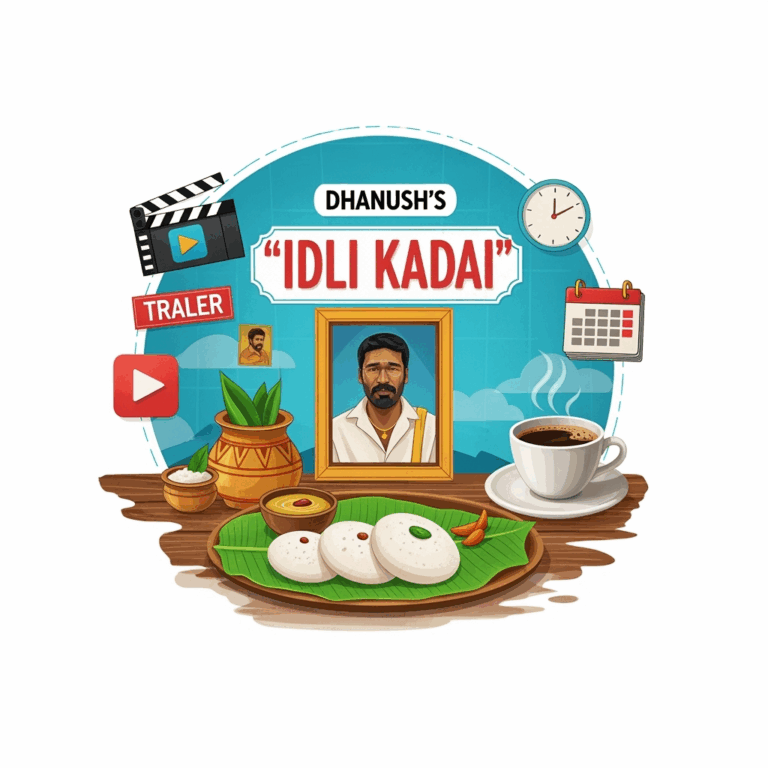 Illustration for: Dhanush's 'Idli Kadai': Trailer and Release Details