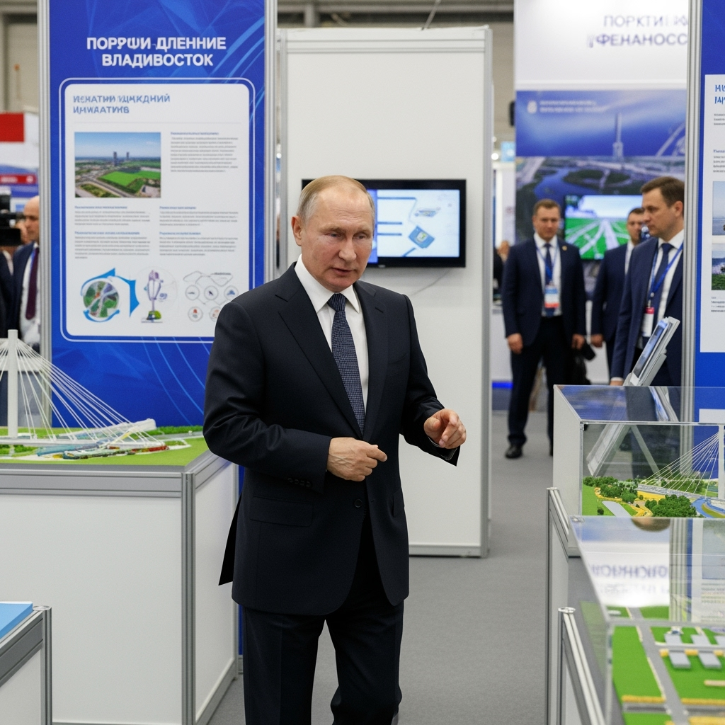 Illustration for: Putin Visits Vladivostok for Exhibit and Initiatives
