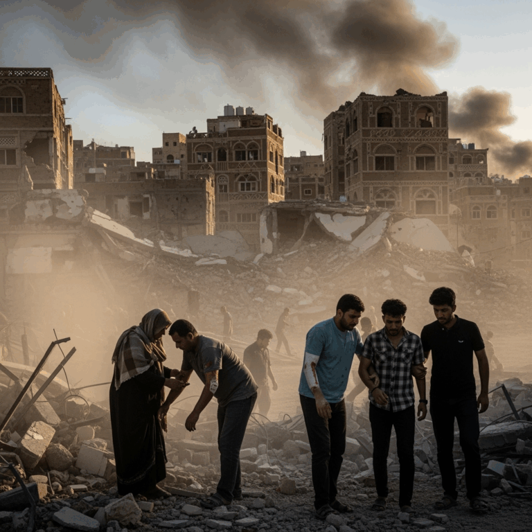 Illustration for: Israeli Strike on Sanaa Causes Casualties