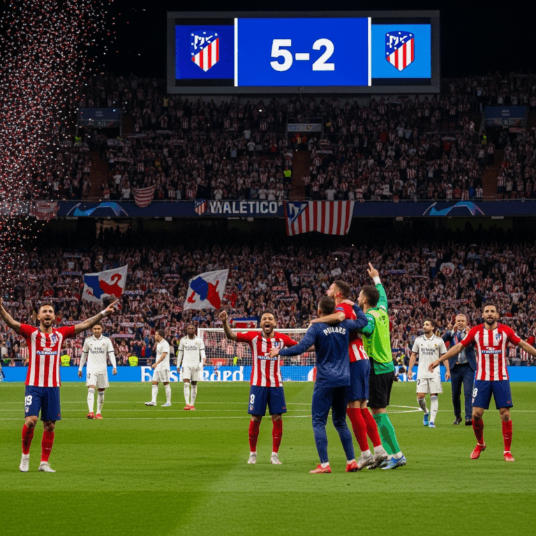 Illustration for: Atletico's Historic Win Over Real Madrid: A 5-2 Triumph