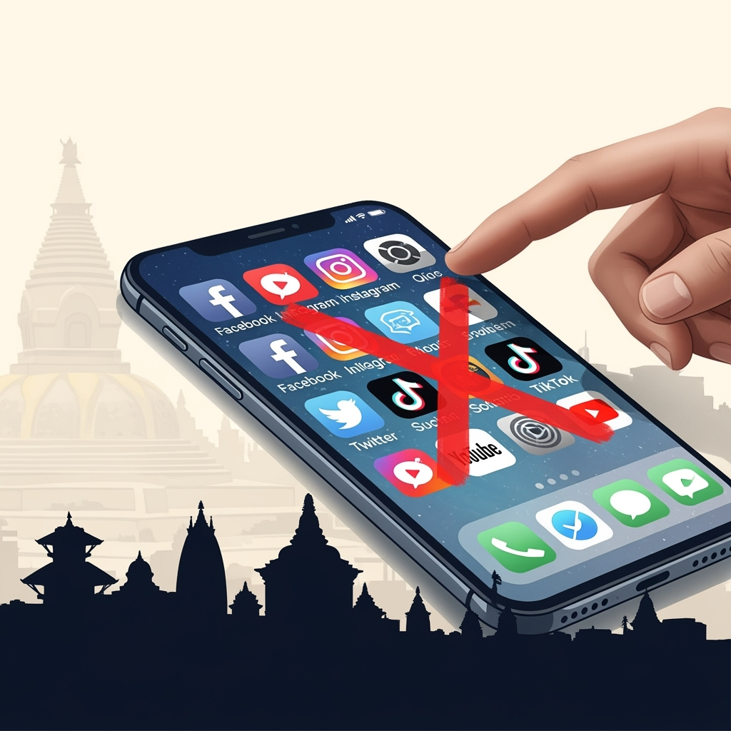 Illustration for: Nepal Bans Unregistered Social Media Platforms