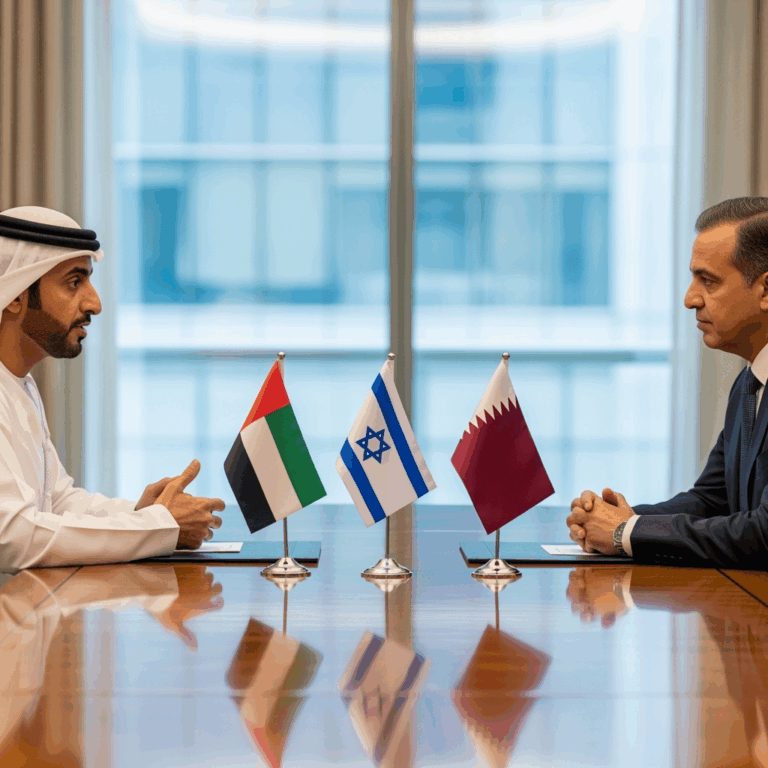Illustration for: UAE and Qatar Discuss Relations Amid Israeli Attack