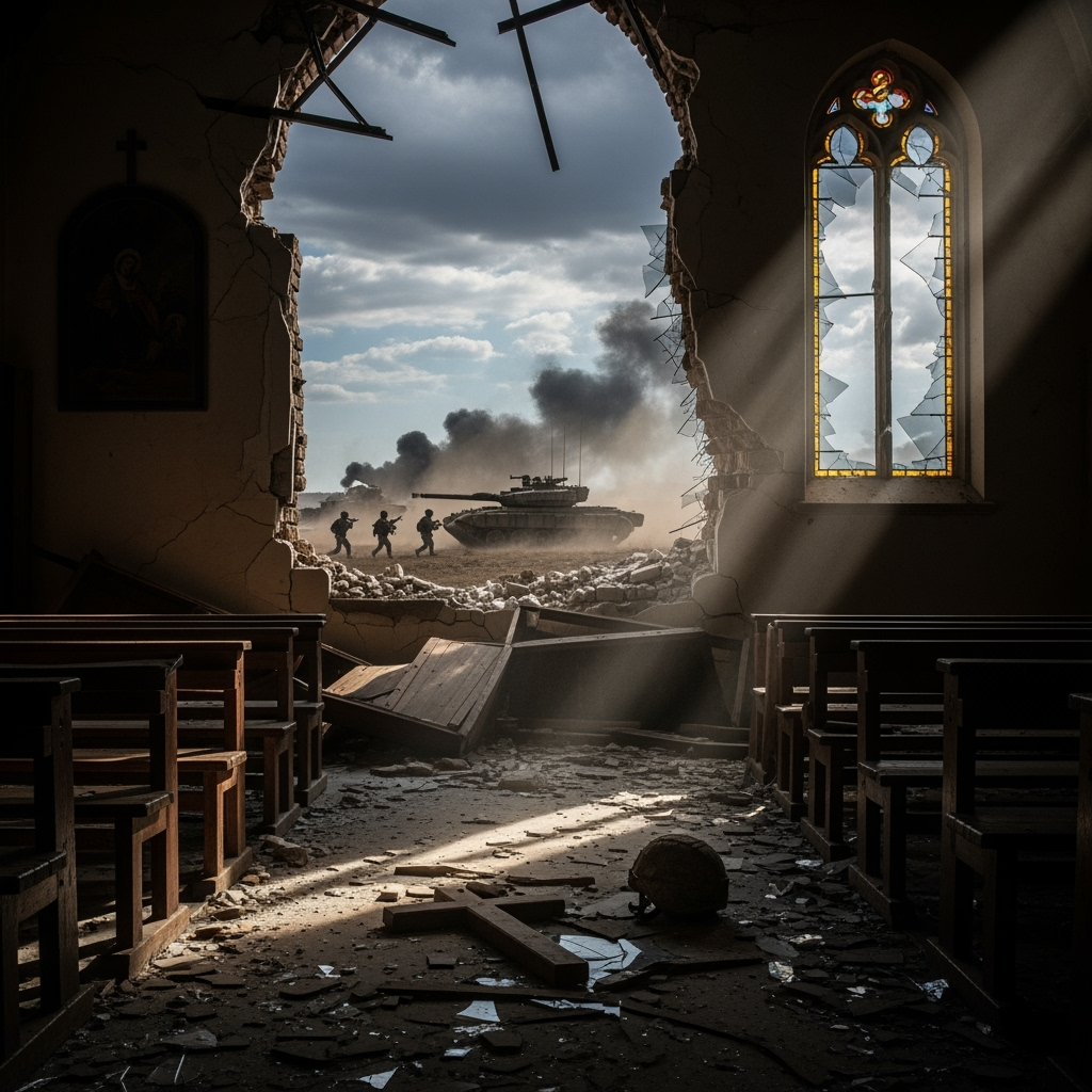 Illustration for: Church Desecration and Military Operations Update