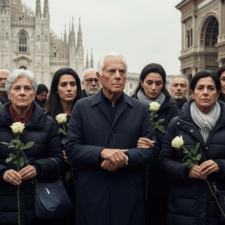 Illustration for: Mourners Honor Fashion Icon Giorgio Armani in Milan