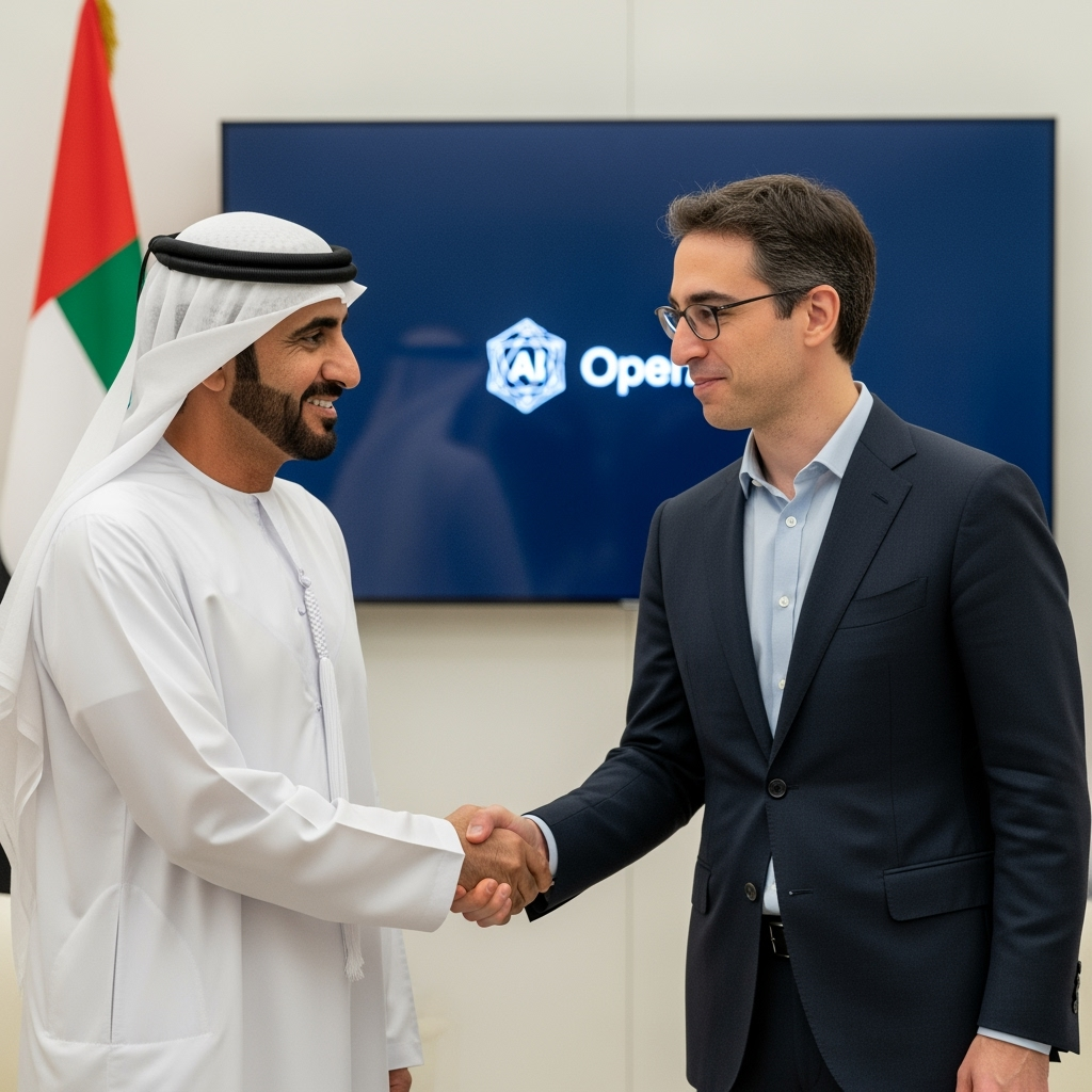Illustration for: UAE President Meets OpenAI CEO for AI Collaboration