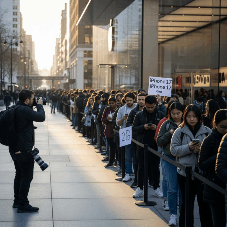 Illustration for: iPhone 17 Launch Sparks Early Queues