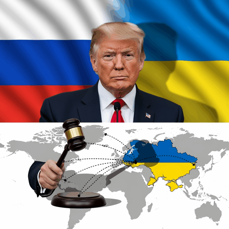 Illustration for: Trump Proposes Tariffs to End Russia-Ukraine War