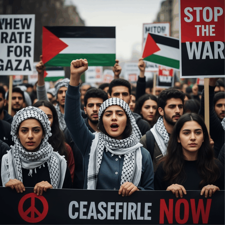 Illustration for: Protests Against Military Operations in Gaza