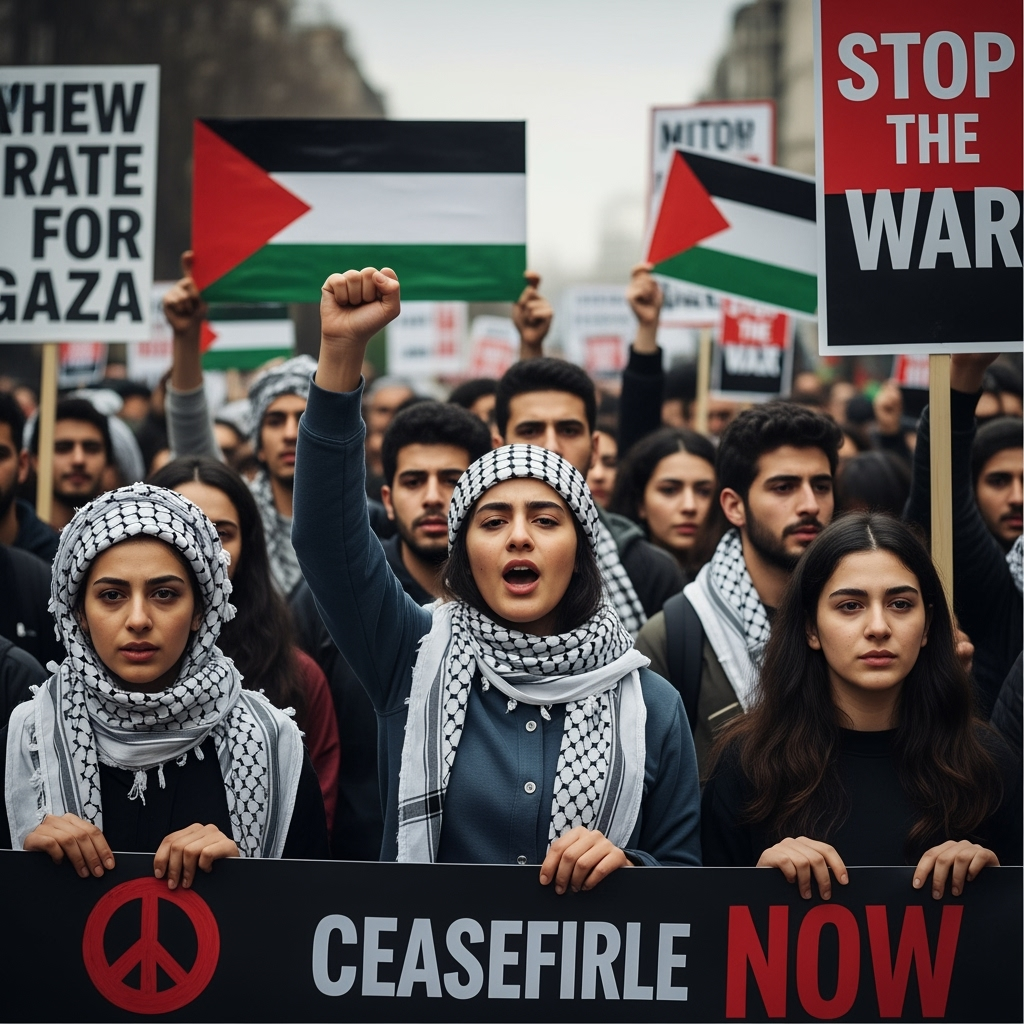 Illustration for: Protests Against Military Operations in Gaza