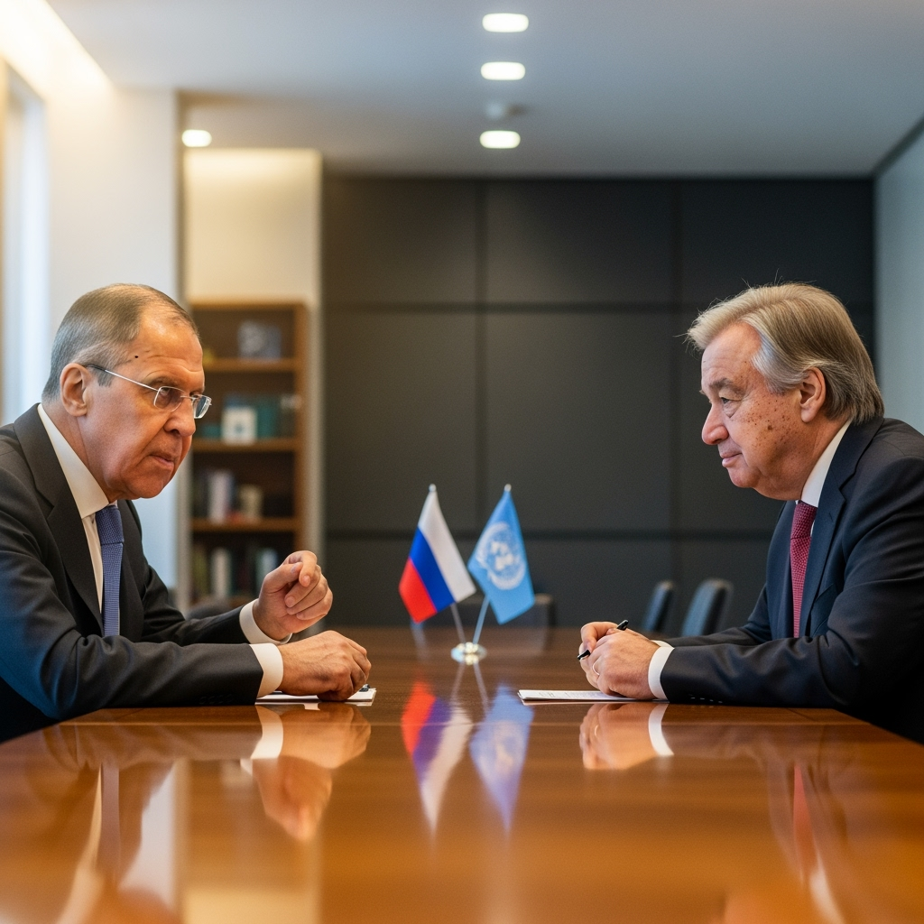 Illustration for: Lavrov Discusses Global Issues with UN Chief