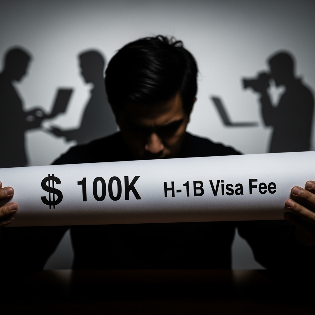 Illustration for: US to Impose $100K H-1B Visa Fee, Impacting Tech