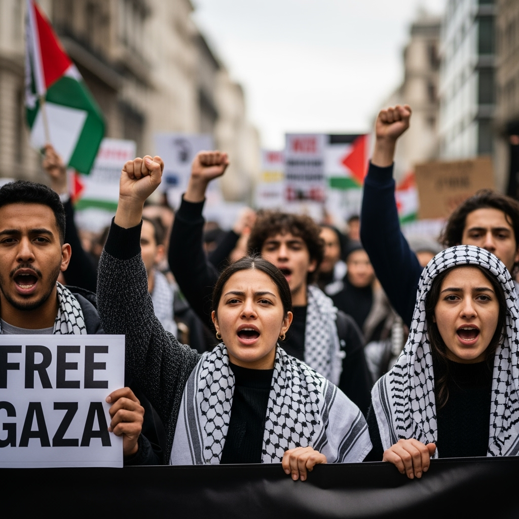 Illustration for: Protests Against Gaza Occupation Plan