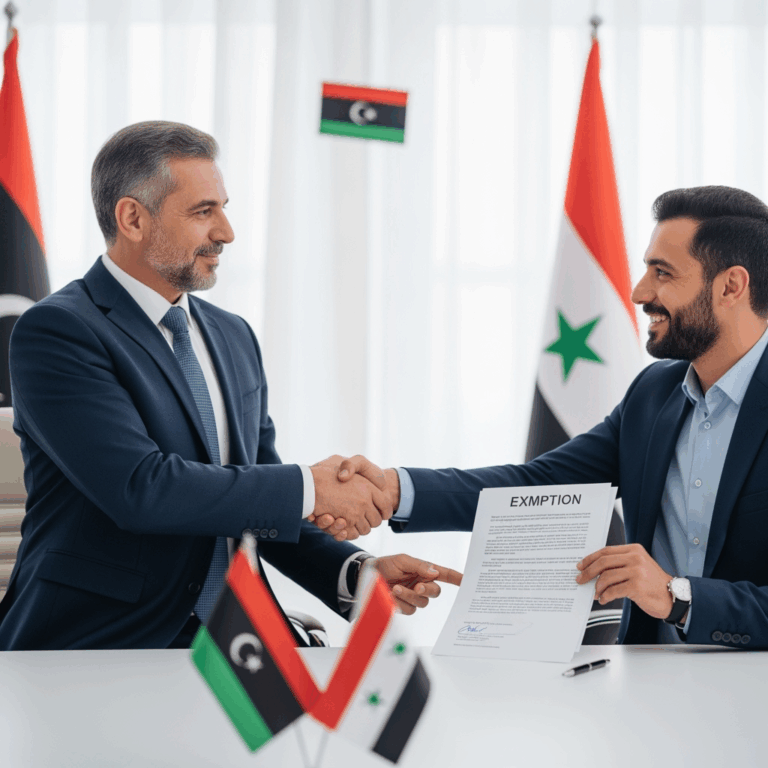 Illustration for: Libya Exempts Syrian Residents from Fees