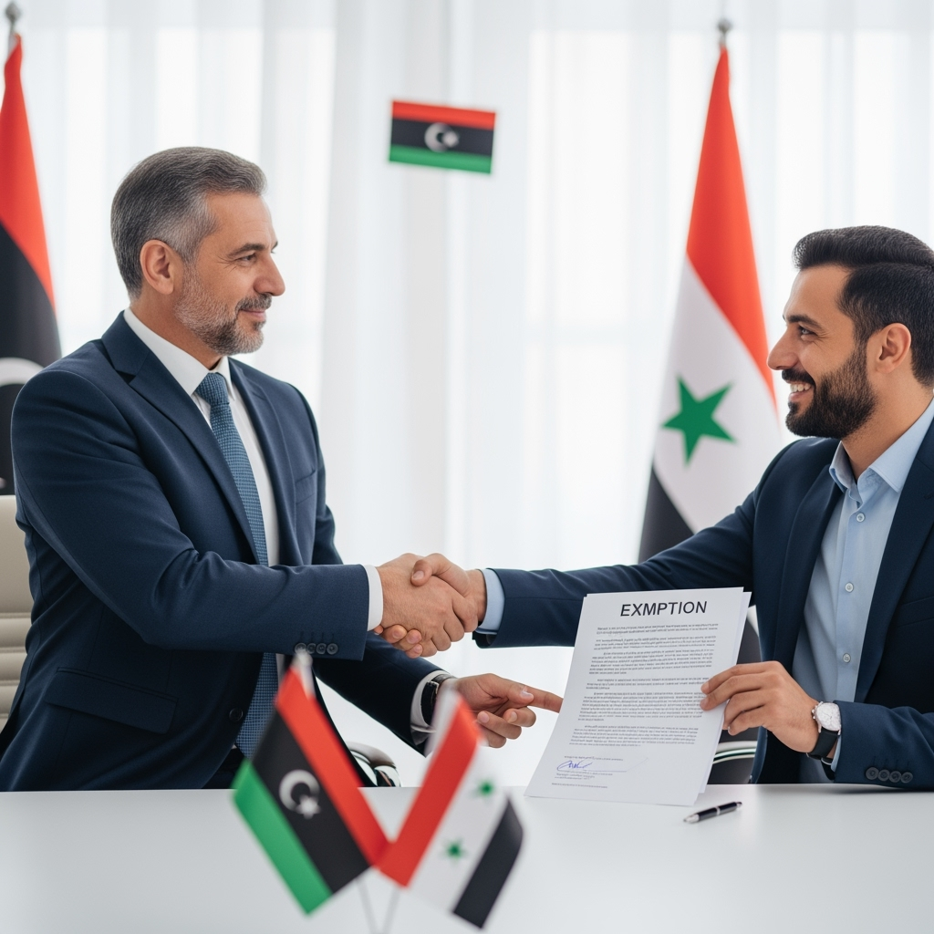 Illustration for: Libya Exempts Syrian Residents from Fees