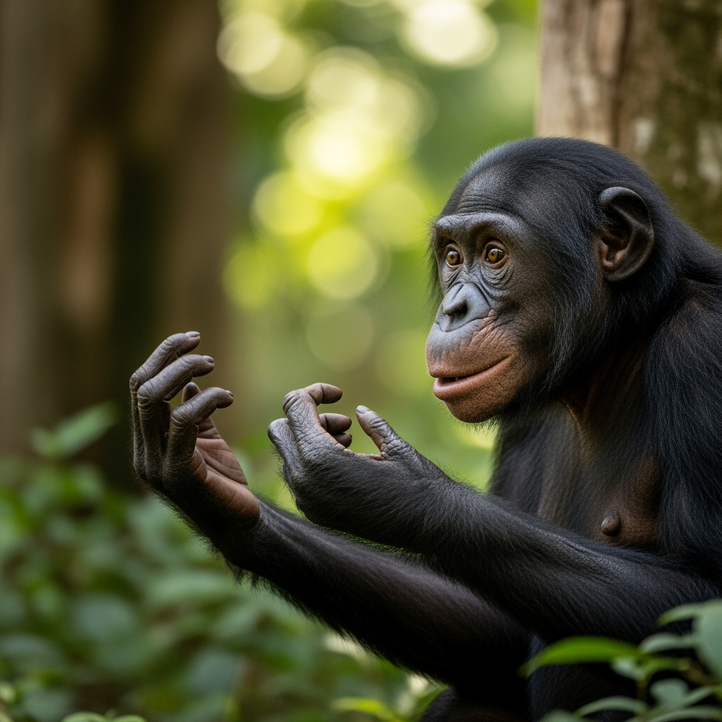 Illustration for: Bonobos' Complex Communication Challenges Human Uniqueness
