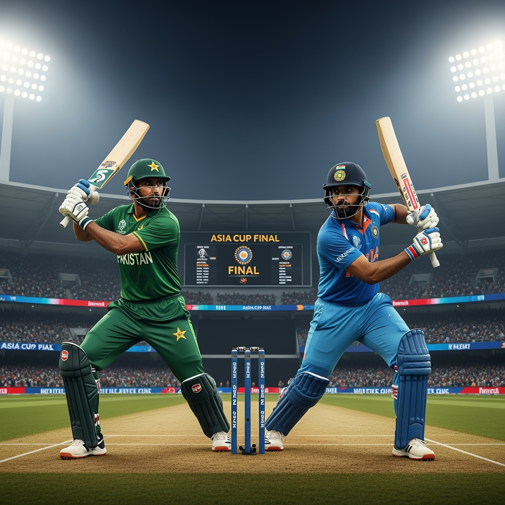 Illustration for: Pakistan Prepares for Asia Cup Final Against India