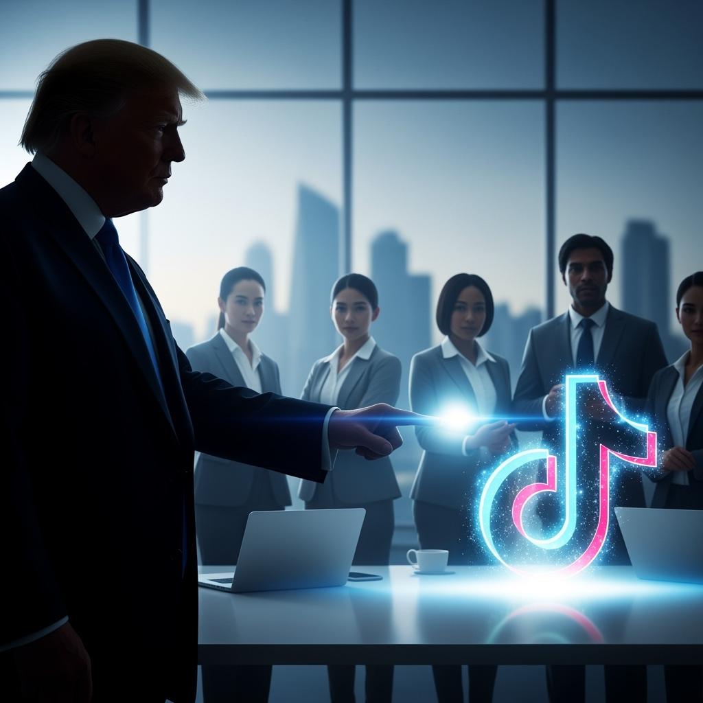 Illustration for: Trump Advances TikTok US Sale to Investors