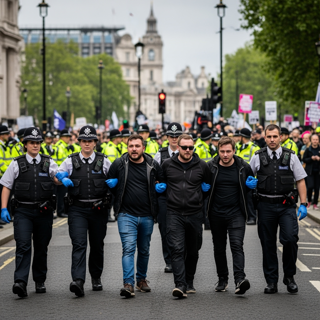 Illustration for: Nine Arrests at Far-Right Rally in London