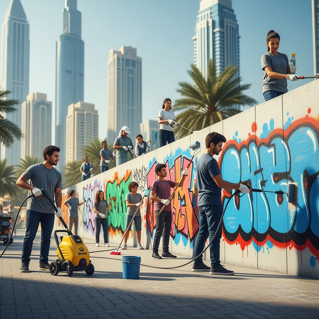 Illustration for: Dubai's Fight Against Graffiti: A Community Initiative