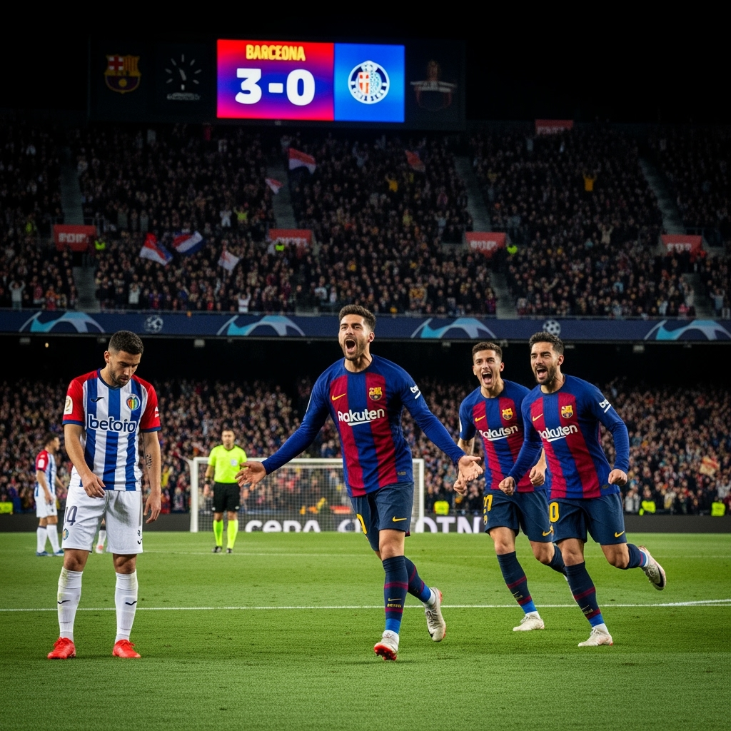 Illustration for: Barcelona Triumphs 3-0 Over Getafe in LaLiga