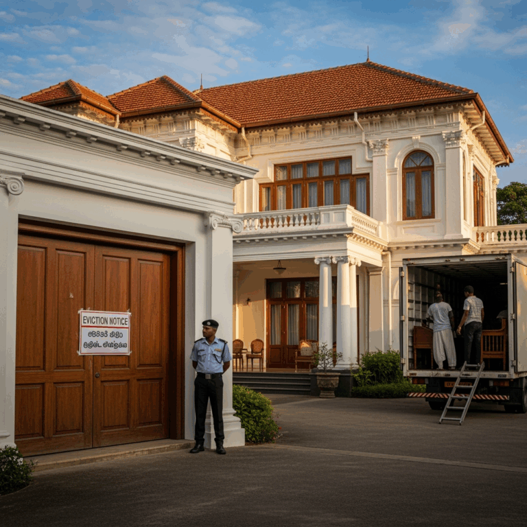 Illustration for: Sri Lanka Evicts Former Presidents from State Mansions
