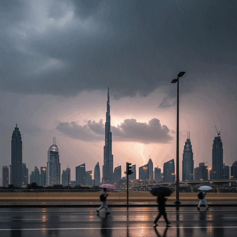 Illustration for: UAE Weather Update: Rain and Thunderstorms Expected